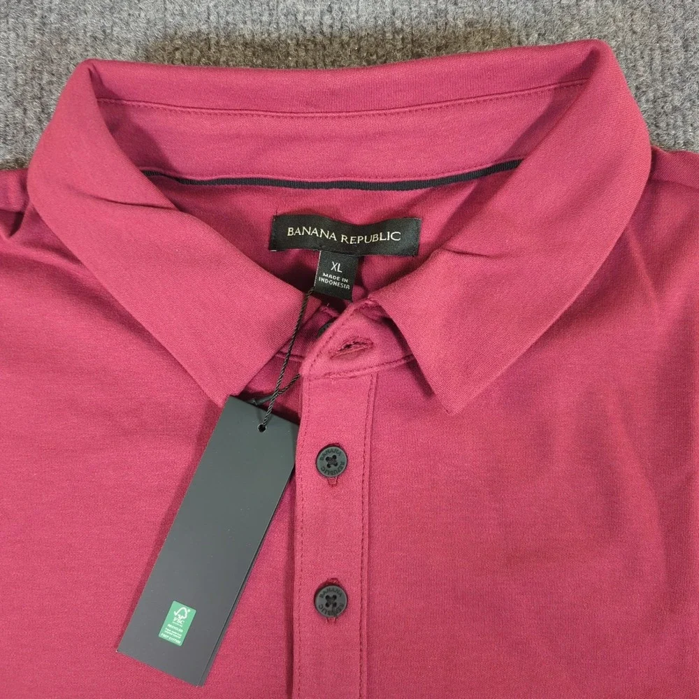 Banana Republic Luxe Touch Performance Polo Mens XL‎ Burgundy Red NEW #2585